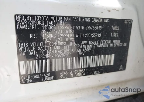 2023 Toyota Rav4 Xle Premium из США, поврежденный, VIN 2T3C1RFV0PW282941
